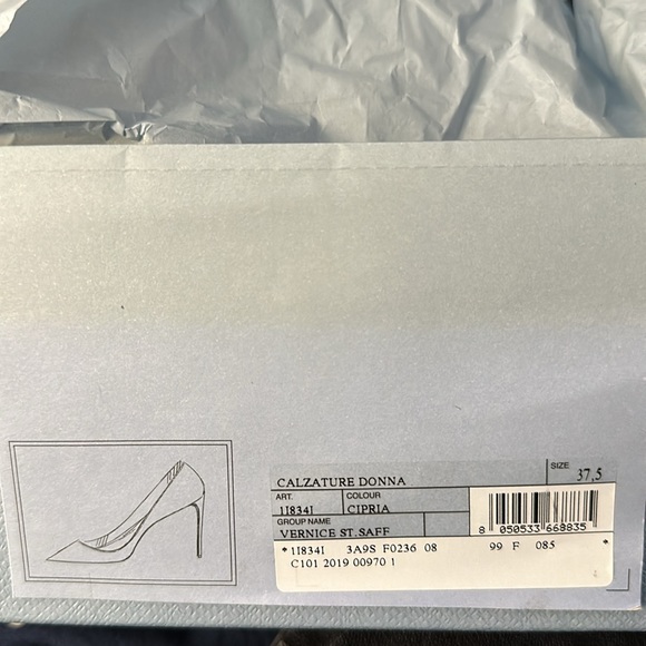 NWT Prada Cipria Calzature Donna Heel with Prada Shoe Box and Dust Bag 37.5/7.5 - Picture 8 of 10